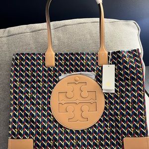 Tory Burch Ella Tote- Black Basketweave-Discontinued-New With tags